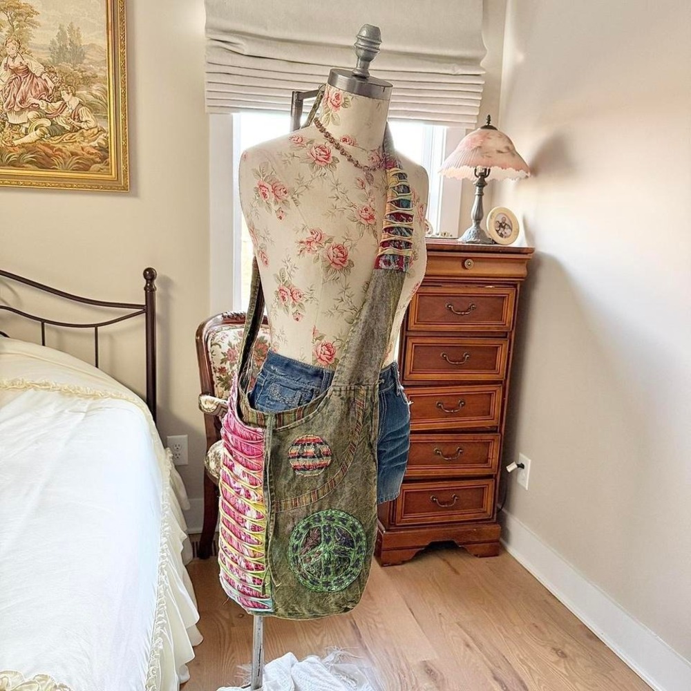 y2k patchwork crossbody bag y2k patchwork boho sl… - image 1